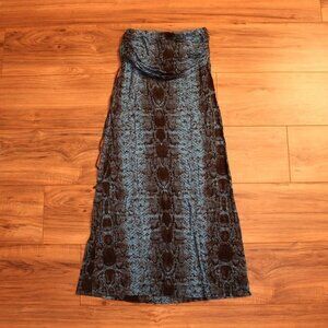 Venus Blue Snakeskin Pattern Maxi Skirt XS